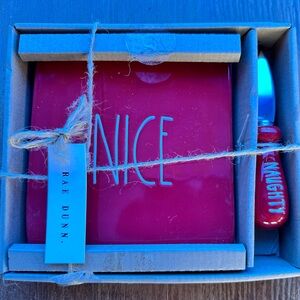 Rae Dunn Red Cheese Plate & Knife for Christmas with Naughty and Nice